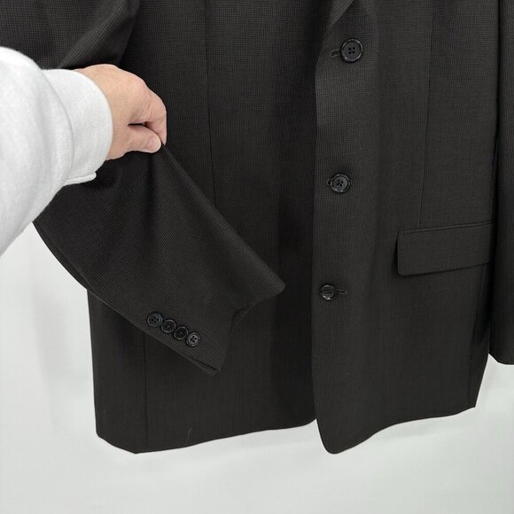 jacket blazer sport coat three button wool micro check brown long 44L - Picture 7 of 10